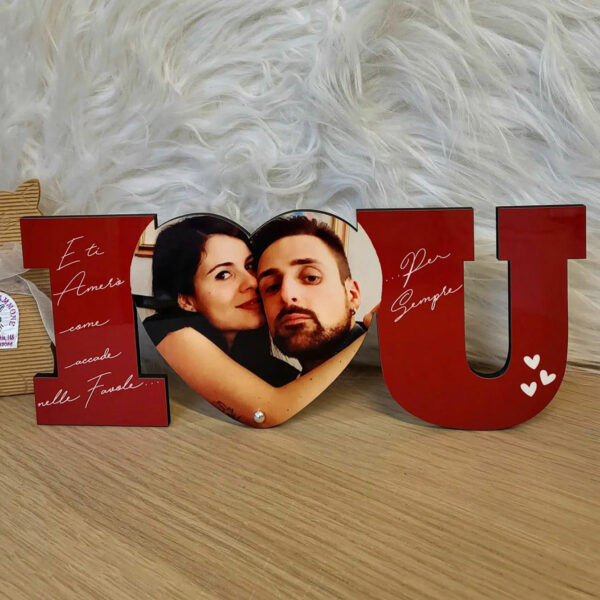 Cornice in PlexiGlass di San Valentino Personalizzata con Testo e Foto RED  LOVE